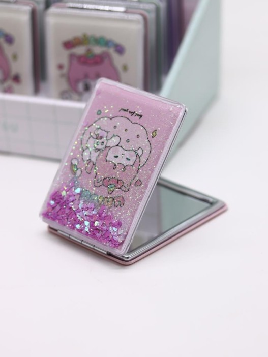 Зеркало шейкер раскладное &quot;Unicorn&quot;, розовое, 8*6 см 