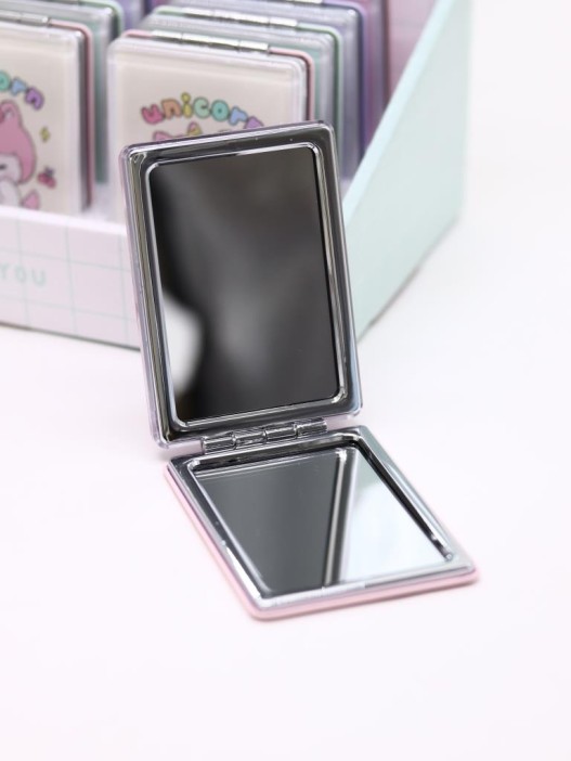 Зеркало шейкер раскладное &quot;Unicorn&quot;, розовое, 8*6 см 