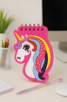 Блокнот фигурный ПВХ на гребне А6 "Единорожка" 9*10 см 70 гр