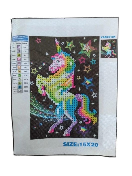Алмазная мозаика без подрамника &quot;Единорог со звёздами&quot;, 15х20 см 