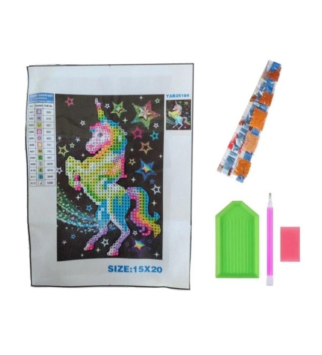 Алмазная мозаика без подрамника &quot;Единорог со звёздами&quot;, 15х20 см 