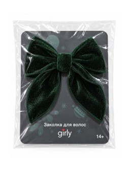 Заколка для волос GIRLY "Бахратный бантик", зелёная