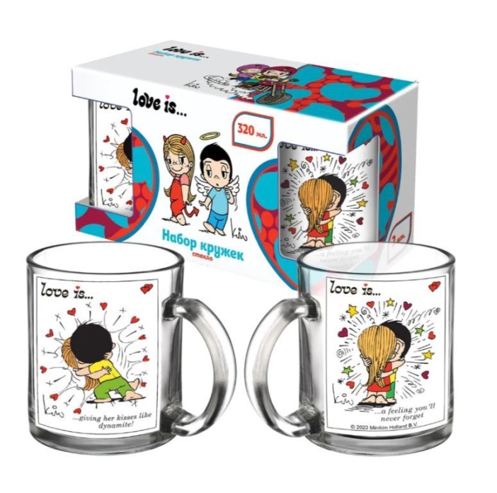 Набор кружек &quot;Love is...Объятия&quot;, 320 мл, стекло 