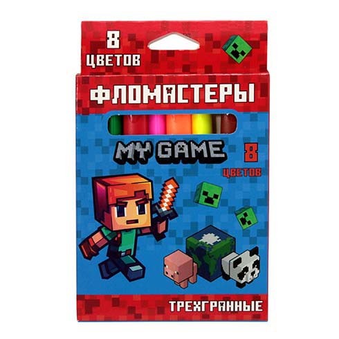 Фломастеры &quot;My game&quot;, 8 цв., треугольные 