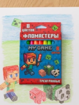 Фломастеры "Моя игра", 8 цв, треугольные