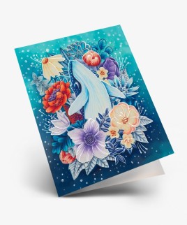 Набор двойных мини открыток 10 шт. &quot;Кит и цветы&quot;, 6.5*8см