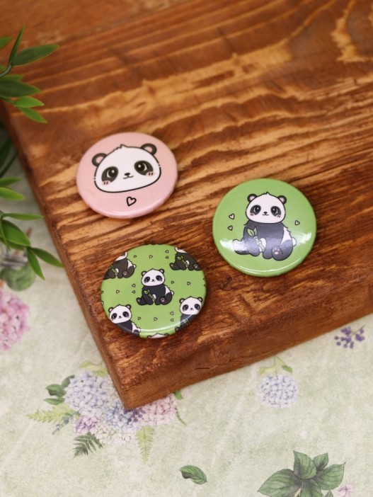 Набор значков 3 шт. iLikeGift Аниме «Panda» 