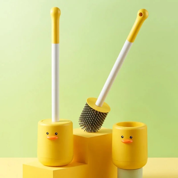 Ёршик для унитаза силиконовый «Chick», yellow (51*10*10 см) 