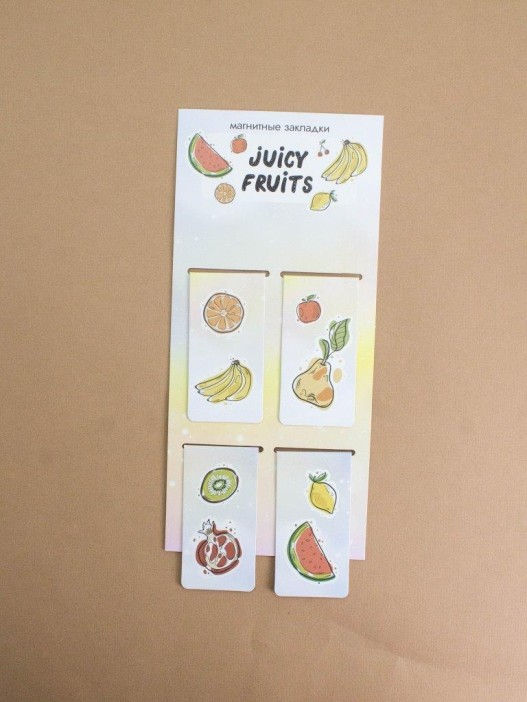Набор магнитных закладок &quot;Juicy fruits&quot;, 4 шт., 35х70 мм 