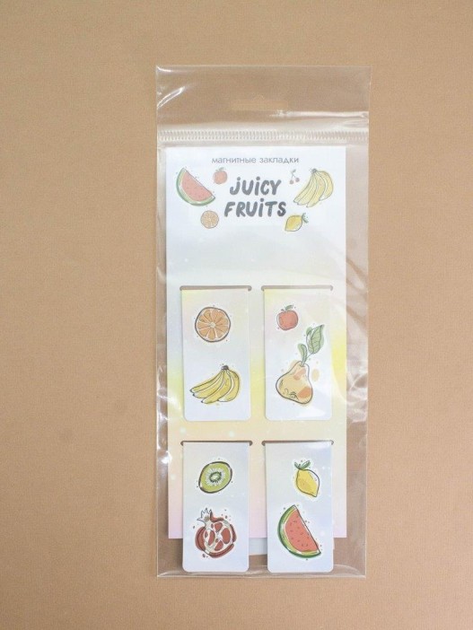 Набор магнитных закладок &quot;Juicy fruits&quot;, 4 шт., 35х70 мм 