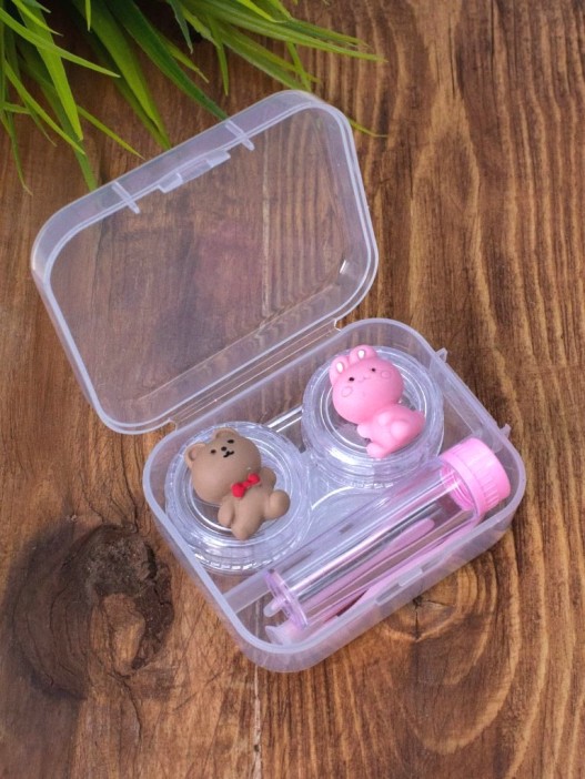 Контейнер для линз &quot;Duble bear-hare&quot;, pink 