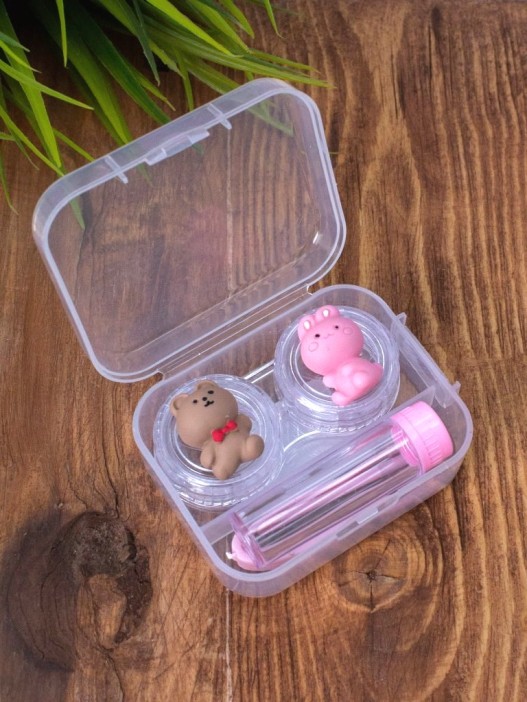 Контейнер для линз &quot;Duble bear-hare&quot;, pink 