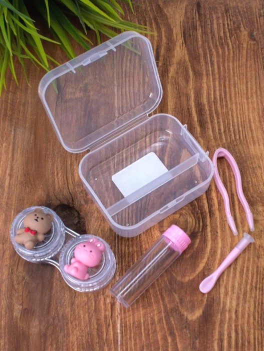 Контейнер для линз &quot;Duble bear-hare&quot;, pink 