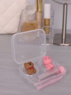 Контейнер для линз &quot;Duble bear-hare&quot;, pink