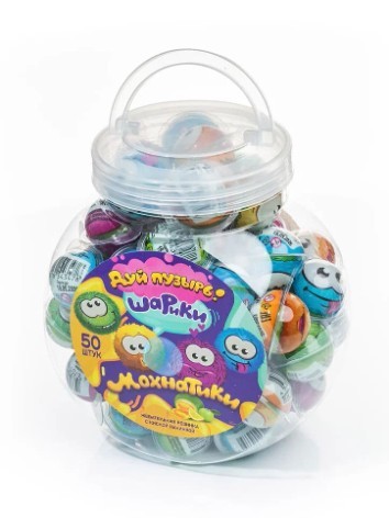 Жевательная резинка с кислой начинкой «Дуй пузырь! ШАРИКИ МОХНАТИКИ», 50 шт 