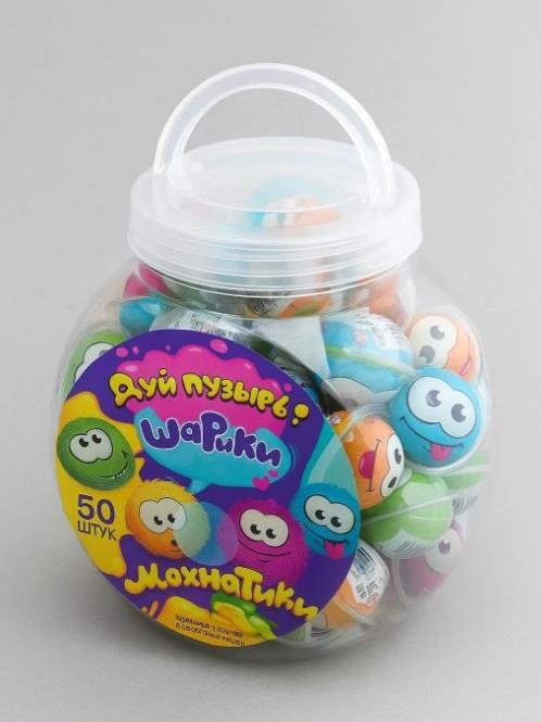 Жевательная резинка с кислой начинкой «Дуй пузырь! ШАРИКИ МОХНАТИКИ», 50 шт 