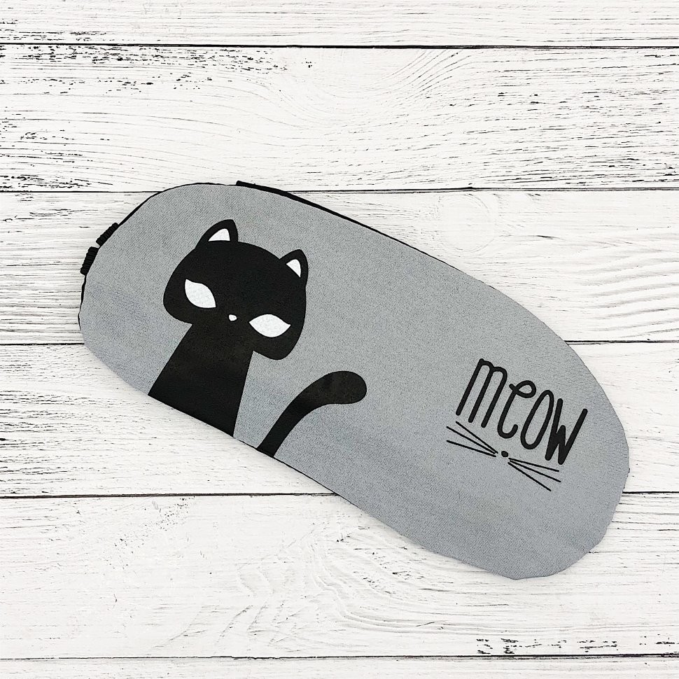 Маска для сна гелевая "Мяу кот", серая