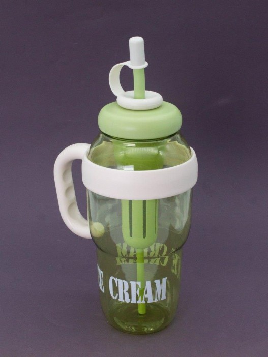 Бутылка с трубочкой &quot;IIce cream&quot; зелёная, 1400 мл 