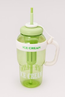 Бутылка с трубочкой &quot;IIce cream&quot; зелёная, 1400 мл