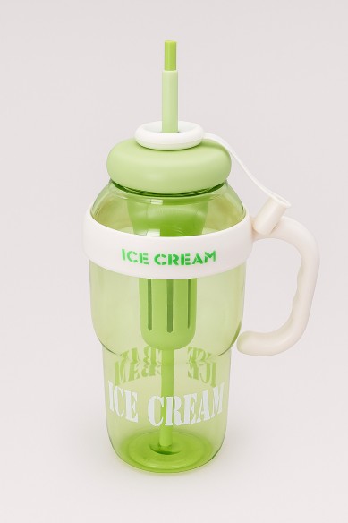 Бутылка с трубочкой "IIce cream" зелёная, 1400 мл