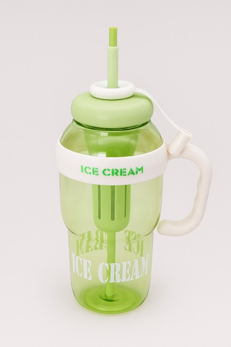 Бутылка с трубочкой &quot;IIce cream&quot; зелёная, 1400 мл 