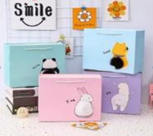 Пакет подарочный (S) &quot;Back fox&quot;, blue (19.5*14.5*9.5) 