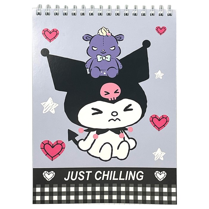 Блокнот А5 &quot;Kuromi. Just chilling&quot;, 60 л, клетка, обложка картон 200 гр/м2, 141*201 мм 
