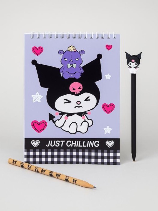 Блокнот А5 &quot;Kuromi. Just chilling&quot;, 60 л, клетка, обложка картон 200 гр/м2, 141*201 мм 