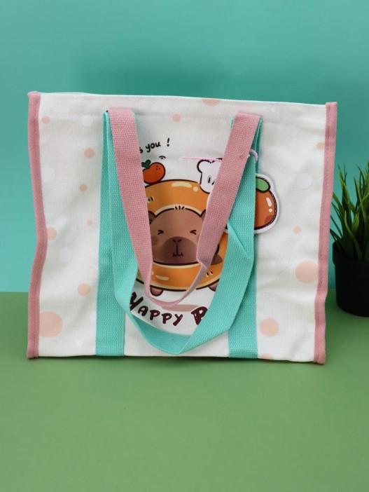 Сумка шоппер &quot;Capybara in a circle&quot;, white (33.5*16*29 см) 