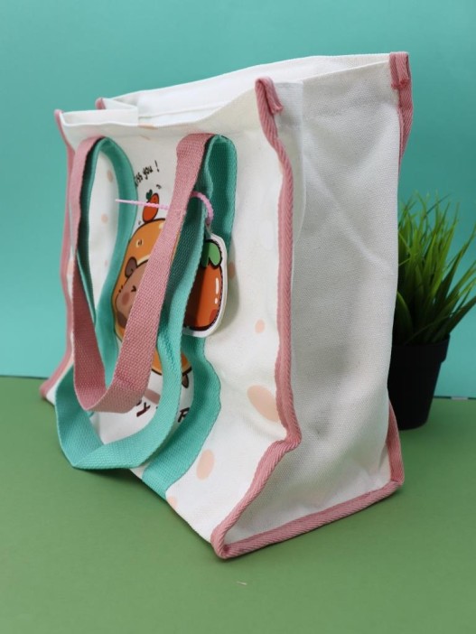 Сумка шоппер &quot;Capybara in a circle&quot;, white (33.5*16*29 см) 