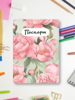 Обложка для паспорта &quot;Цветы&quot;,  плотность 600 мкм