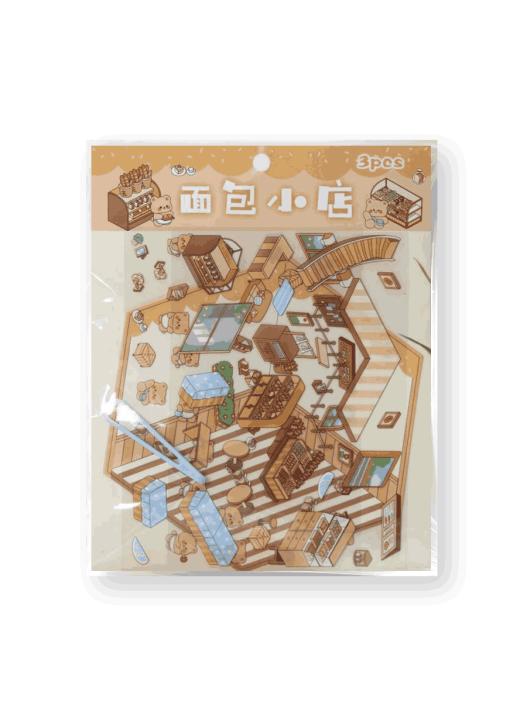 Наклейки+пинцет для творчества румбокс "Кафе", коричневые (16*20 см) 