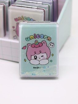 Зеркало шейкер раскладное "Unicorn", зеленое, 8*6 см