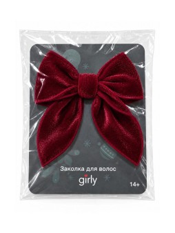 Заколка для волос GIRLY "Бархатный бантик", красная