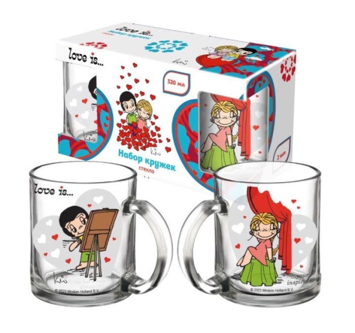 Набор кружек &quot;Love is...Портрет&quot;, 320 мл, стекло 