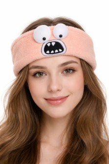 Повязка на голову GIRLY "Шокированный монстр", розовая