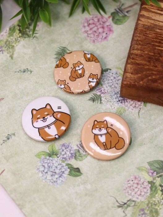 Набор значков 3 шт. iLikeGift Аниме «Shiba inu» 