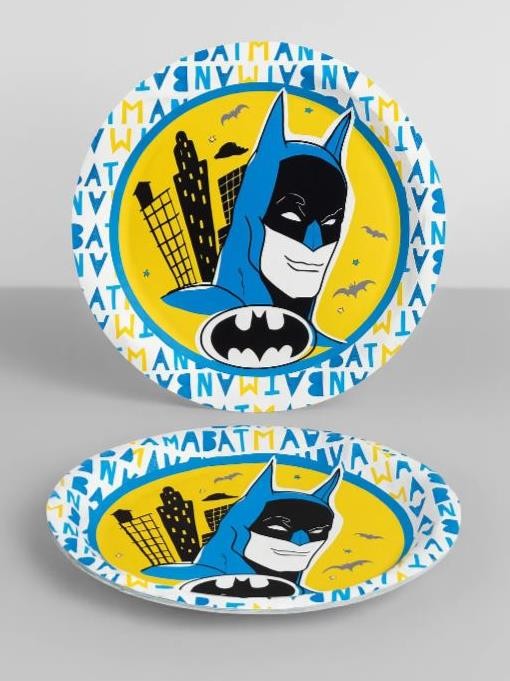 Набор бумажных тарелок 6 шт. "Batman", желтый (d=180 мм) 