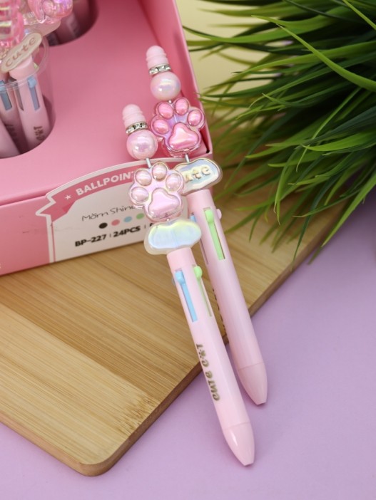 Разноцветная ручка 4 в 1 "МЯУ лапка", pink 