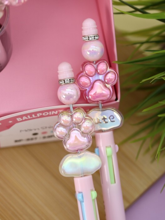 Разноцветная ручка 4 в 1 "МЯУ лапка", pink 