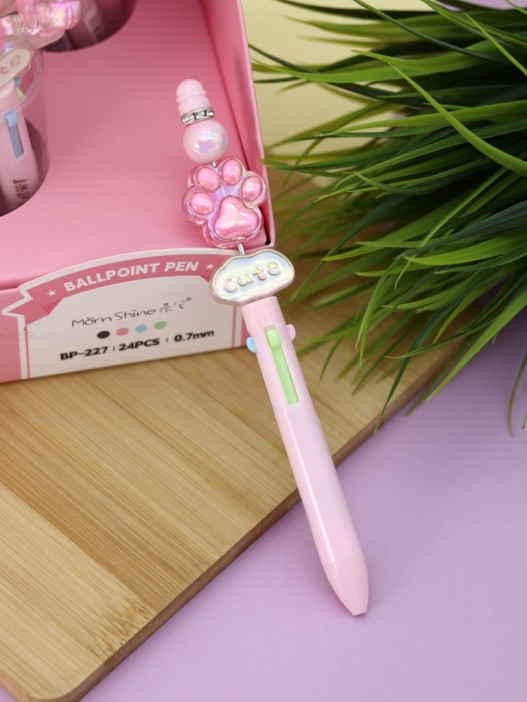Разноцветная ручка 4 в 1 "МЯУ лапка", pink 