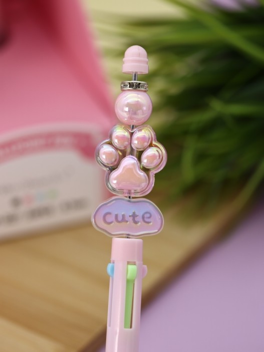 Разноцветная ручка 4 в 1 "МЯУ лапка", pink 