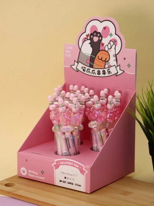 Разноцветная ручка 4 в 1 "МЯУ лапка", pink 