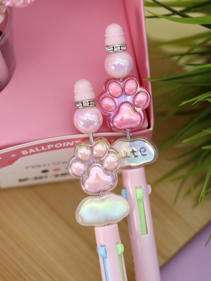 Разноцветная ручка 4 в 1 "МЯУ лапка", pink