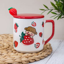 Кружка "Girl with strawberry", red (375 ml)