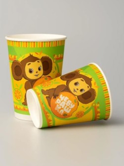 Набор бумажных стаканов 6 шт. "Чебурашка", 250 мл