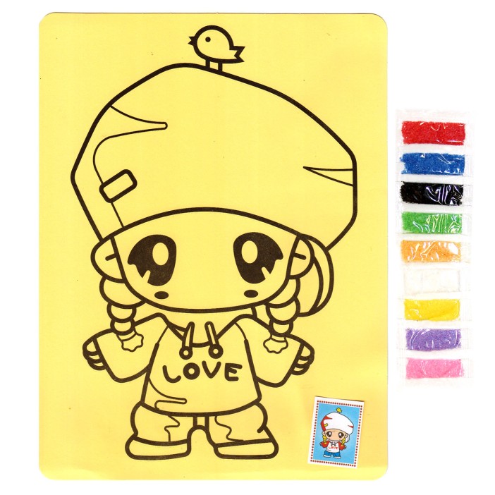 Раскраска &quot;Девочка с птичкой&quot;, 21*28, 9цв 