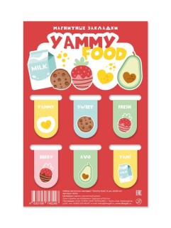 Набор магнитных закладок &quot;Yammy food&quot;, 6 шт., 22х35 мм