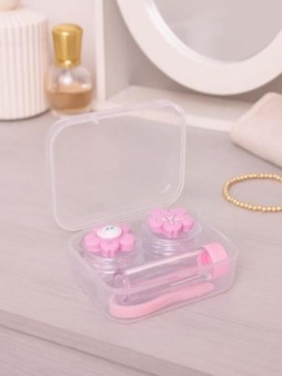 Контейнер для линз "Duble flower-cat", pink