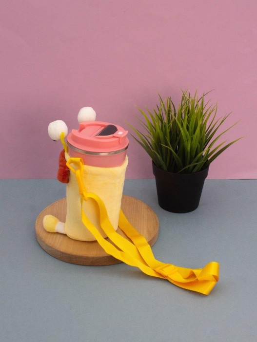 Футляр плюшевый для термоса &quot;Bug-eye&quot;, yellow (14*10 см) 